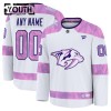 Nashville Predators Hockeydrakt Custom Fanatics Hockey Fights Cancer Practice 2024-25 Hvit - Barn